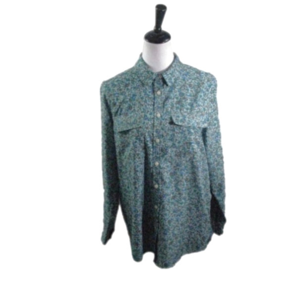 Lands' End Green/Brown Floral Button Front Blouse Size Medium - Picture 4 of 4